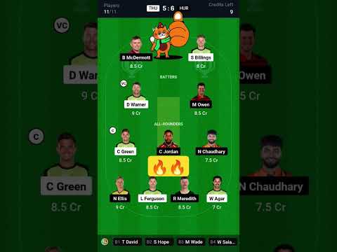 THU vs HUR Dream11 Prediction | Sydney Thunder vs Hobart Hurricane Dream11 | THU vs HUR Dream11 Team