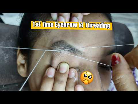 First Time Eyebrow Threading | Heavy Growth Soft Hair Eyebrow Threading Tutorial