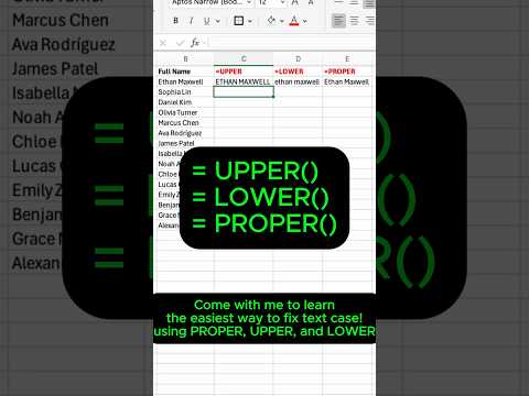 Come with me to learn =PROPER, =UPPER, and =LOWER — fix text case automatically | Quick Excel 101