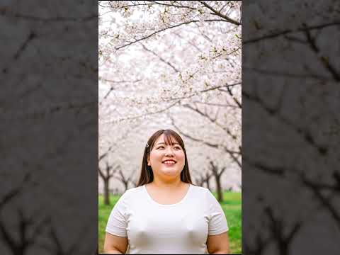 【ノーブラ散歩】AIぽっちゃり美女　桜 花見編