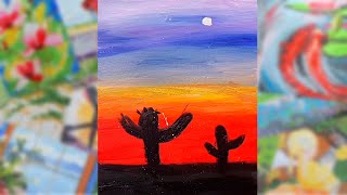 Acrilic Painting  🎨 DESERT SUNSET 🎨| How to Draw | Magic Paintings