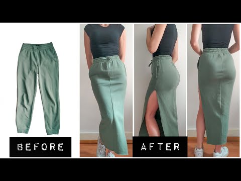 DIY - How to transform old JOGGERS TROUSERS into a MAXI SKIRT. Super easy.