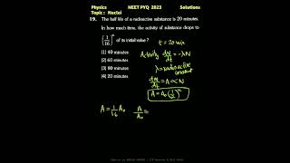 #NEET2023 #solution #Physics #radioactivity  #halflife #nuclei #time  #neettricks  #NCERT #shorts