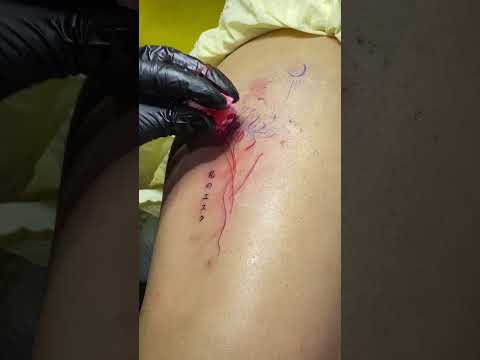 Minimal Colored Flower Tattoo on Thigh | Elegant & Simple Floral Design | Behind the Scenes