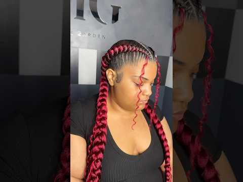 2 Braids 💄💋 #hair #hairstyle #pinkhair #burgundy #bohobraids #stitchbraids #braider