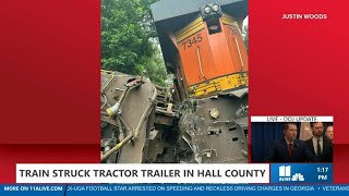 Train crashes into tractor-trailer in Hall County