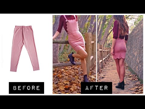 DIY - How to turn your old LEGGINGS into an OVERALL PINAFORE DRESS
