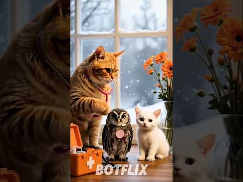 Cute Animal Story: Cat, Kitten & Owl's Heartwarming Friendship