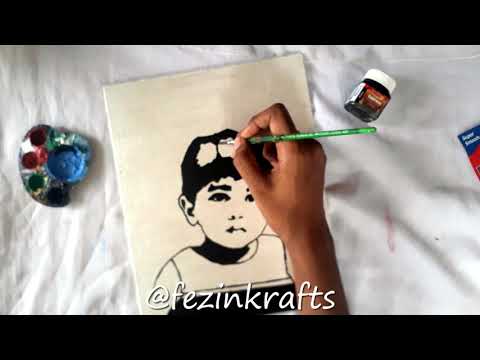 Acrylic portrait painting/STENCIL ART/black and white vector art