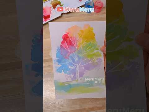 🌲watercolor #shorts #art #diy  #shortvideo #satisfying #easydrawing  #tutorial  #painting #drawing