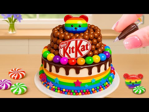 Cutest Rainbow Bear & Chocolate Kitkat Ball 🍰 How To Decorate Mini Cakes ✨ Cake In Wonderland