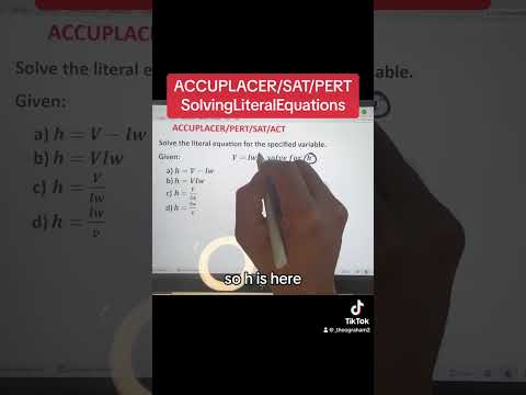 ACCUPLACER(SAT): Solving literal equations. Build your test scores! #math #sat #fyp #mathtutor