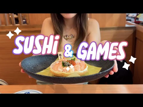 Revolving Sushi but with Games, Capsule Toys, Kura Sushi くら寿司 , Japan Vlog, Mukbang