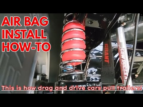 AIR BAG INSTALL VIDEO FOR DRAG AND DRIVE CARS.  HOW TO GET BAGS INTO 3" COILOVER SPRINGS EASILY