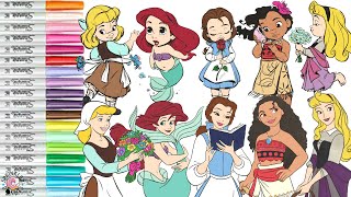Disney Princess Coloring Book Compilation Moana Cinderella Aurora Ariel Belle with Disney Babies