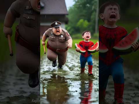 Spider-Man watermelon wants to be taken by the police #avengers​ #ironman​ #sirenhead​ #shorts​