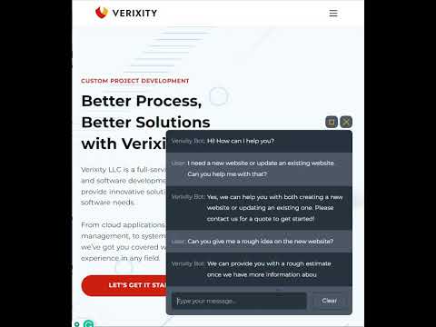 Experience the Future of Customer Interaction at Verixity with our AI-Powered ChatBot