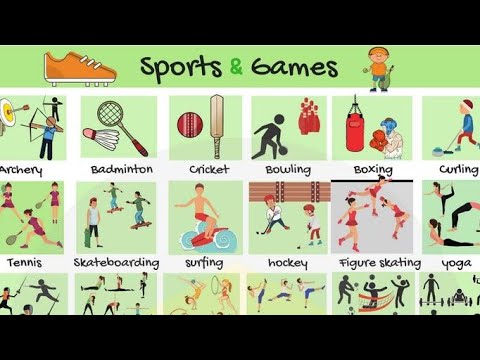 Sports vocabulary | Games vocabulary In  English with Urdu meaning and Picture | کھیلوں کے نام
