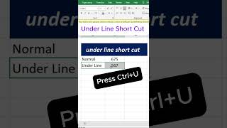 Underline in Excel #shortkey #exceltricks #viral #exceltutorial #excel #excellearning #learnexcel