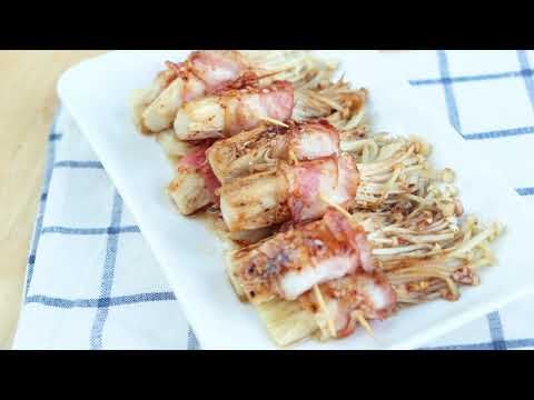 เห็ดเข็มทองพันเบคอน เมนูง่ายๆ เอาใจคนรัก เห็ดเข็มทอง  | Bacon Wrapped Golden Needle Mushroom