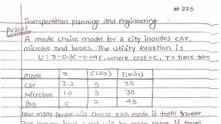 Unit:3 | Urban Transport Planning Process | PU 2023 Numerical only | Prashant YT | BE Civil |