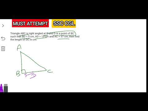 SSC CGL 2021 | Triangle ABC is right angled at B. BD is an altitude intersecting AC at D...