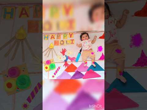 Holi theme baby #ideas at home #HoliKabHai #baby photoshoot #youtubeshorts #kurtiPeTeri #cute girl