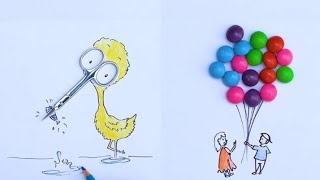 7 creative drawings using everyday objects ,drawing for kids , innovative art