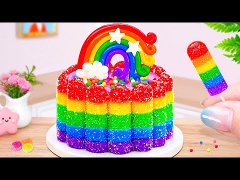 Mini Rainbow Little Rainbow Jelly Cake ✨ Yummy Decorating Miniature Sugar Cake 🍭 Cake In Wonderland