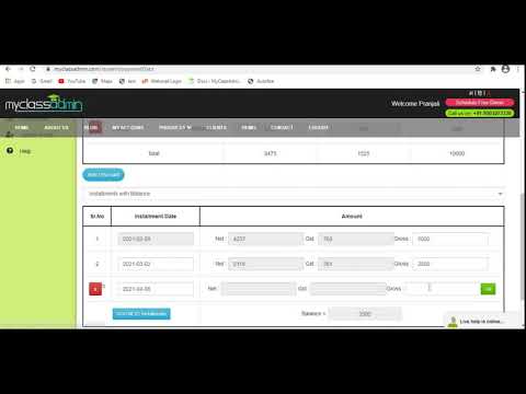 How to record Fees and Installments for new Student Admission | Part-2 | MyClassAdmin