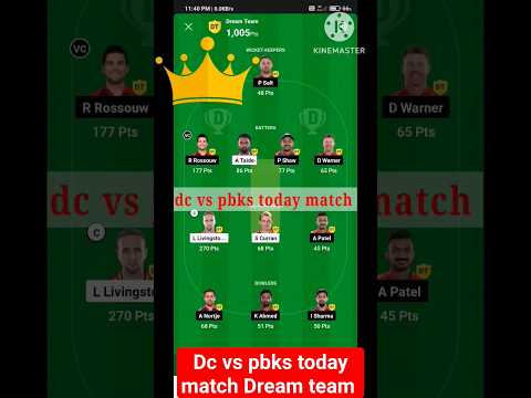 🏆 dc vs pbks 🏆 || dc vs pbks winner dream 11 #dream11 #iplt20
