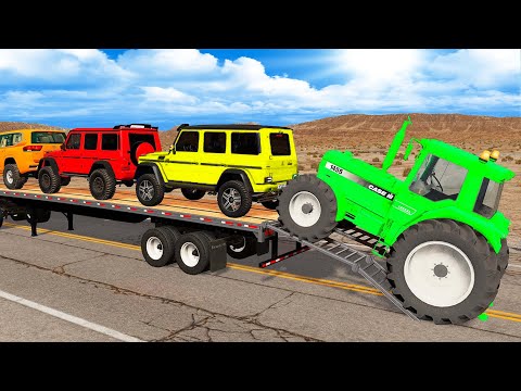 Flatbed Truck Mcqueen | Transportation with Truck - Pothole vs Car #14 - BeamNG.Drive