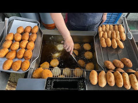 Fried Mantou with Braised Pork,Fried Curry Buns,Chinese Fried Burger-Taiwanese Street Food