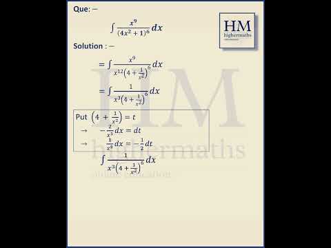 Integration solved question | que 09 | calculus | highmaths | #shorts #maths #calculus #integration