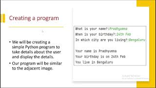 Class 2 - Python Basics - Taking input from the user