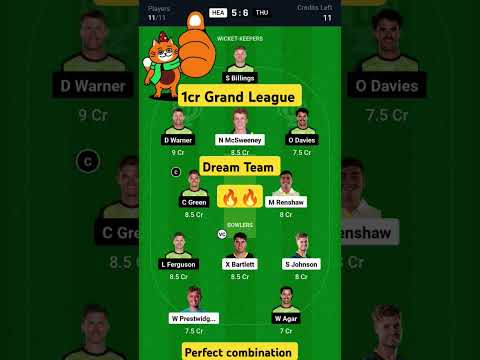 HEA vs THU Dream11 Team | Brisbane Heat vs Sydney Thunder | HEA vs THU Dream11 Prediction