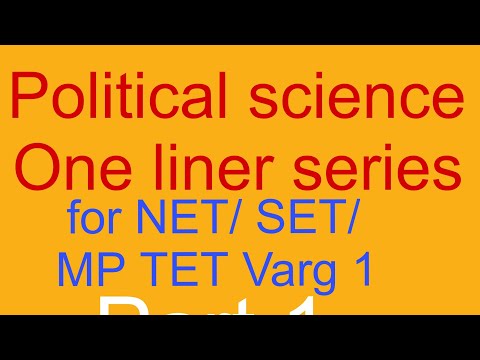 Political Science one liner for NET/ SET/ MP TET Varg 1 #mptetvarg1