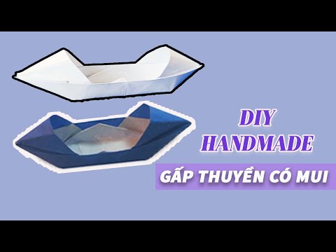 EASY DIY || Gấp giấy Origami/Gấp Thuyền Giấy Đáy Phẳng Có Mui