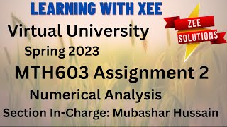 MTH603 Assignment 2 spring 2023 Virtual University of Pakistan