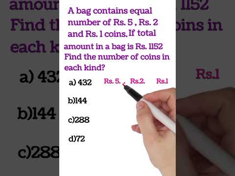 Rs.1152 Coins Puzzle | Math Short Trick 🪙🔥"#MathPuzzle #maths#AptitudeTest #CoinPuzzle #MCQsPractice