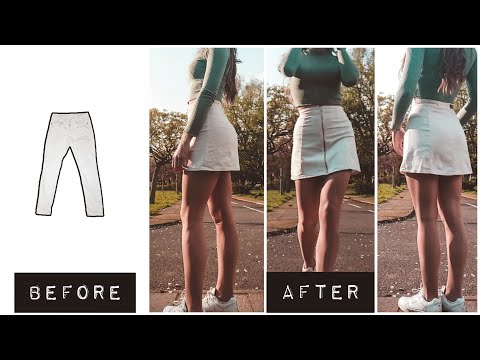 DIY - How to turn old JEANS / PANTS into a MINI SKIRT