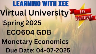 ECO604 Monetary Economics GDB Spring 2025 Virtual University of Pakistan