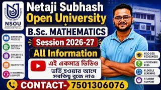 NSOU/B.Sc. Mathematics 2026-27 Session Admission Open/All Information About Math Subject/Arif Sir