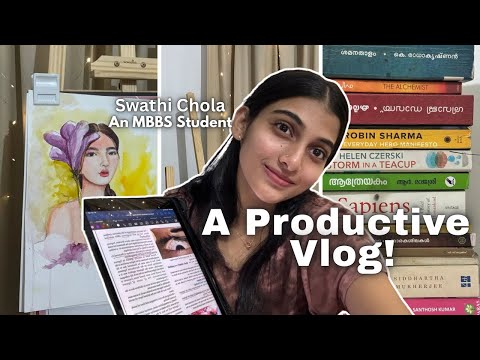 A Productive vlog of an MBBS Student | Studying,Drawing and Reading Novels❤️|Swathi Chola