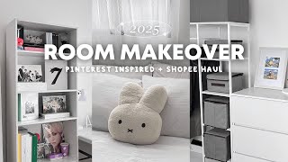 aesthetic room makeover 2025 ★⋆.˚shopee haul, pinterest inspired, ikea, minimalist, desk setup
