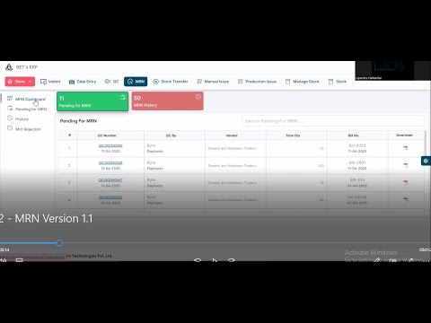 BETs ERP | 12 - Material Received Note | Inventory/Procurement Module