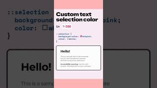 "Custom Text Selection Color in CSS: Add a Stylish Touch to Your Website! 🎨" #cssshorts #css #shorts
