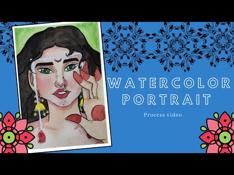 Watercolor portrait | Indian Girl | Process video