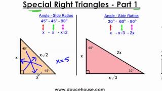 Special Right Triangles - Part 1 (45-45-90 and 30-60-90)