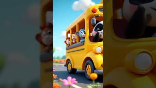 a cute panda driving a bright and cheerful yellow bus. #animalshorts #dailyanimals #funny